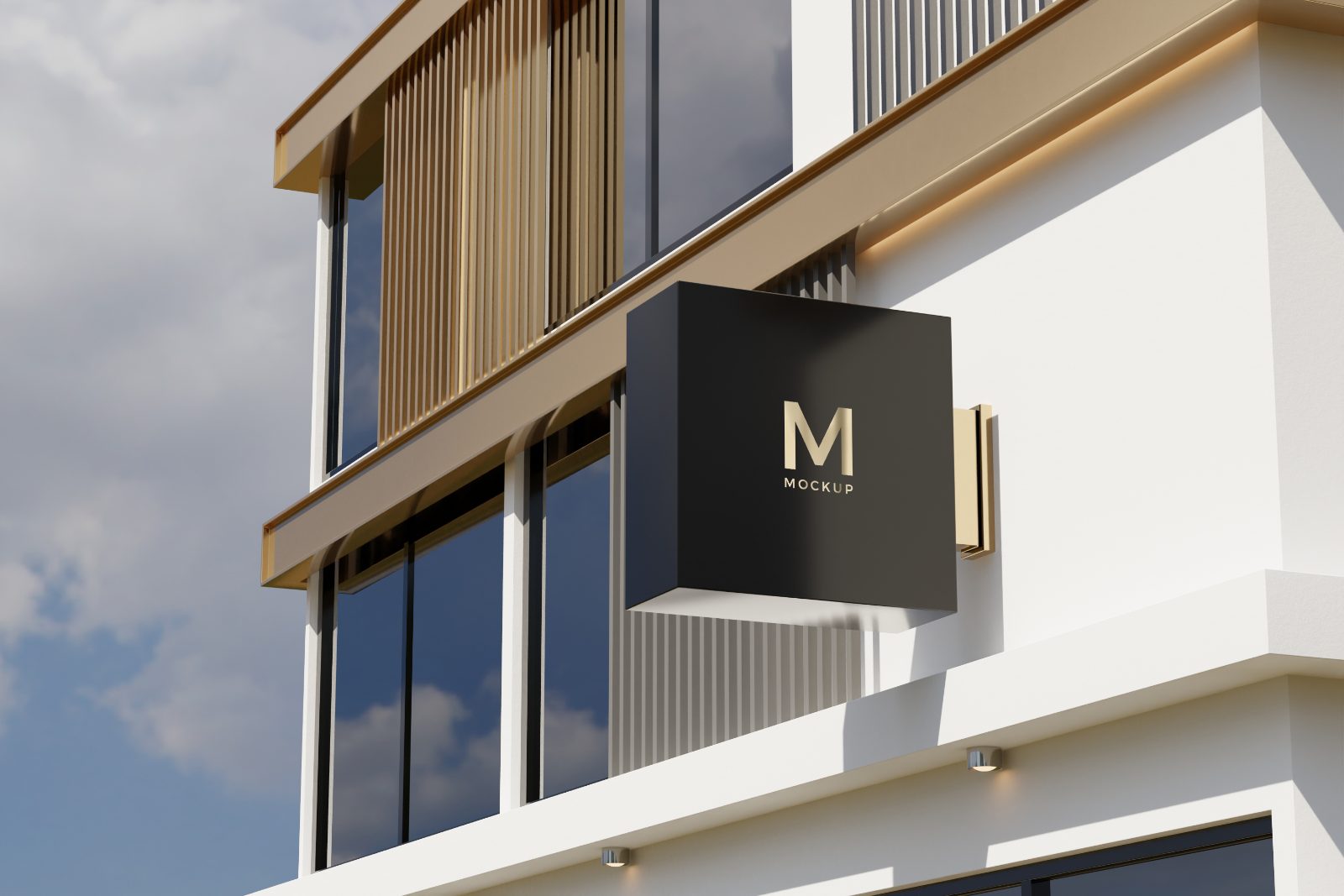 logo-sign-mockup-rectangle-signage-box-facade preview