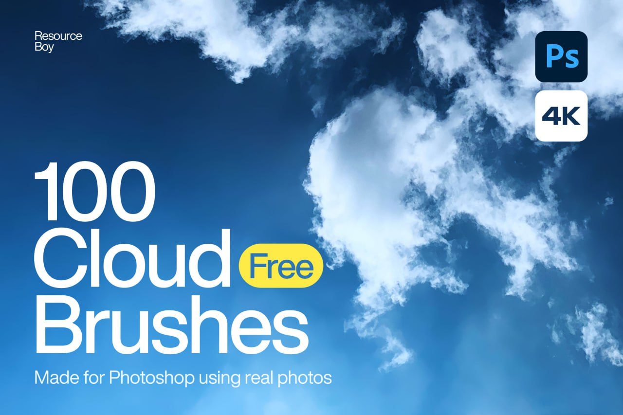 100 Cloud Photoshop Brushes preview