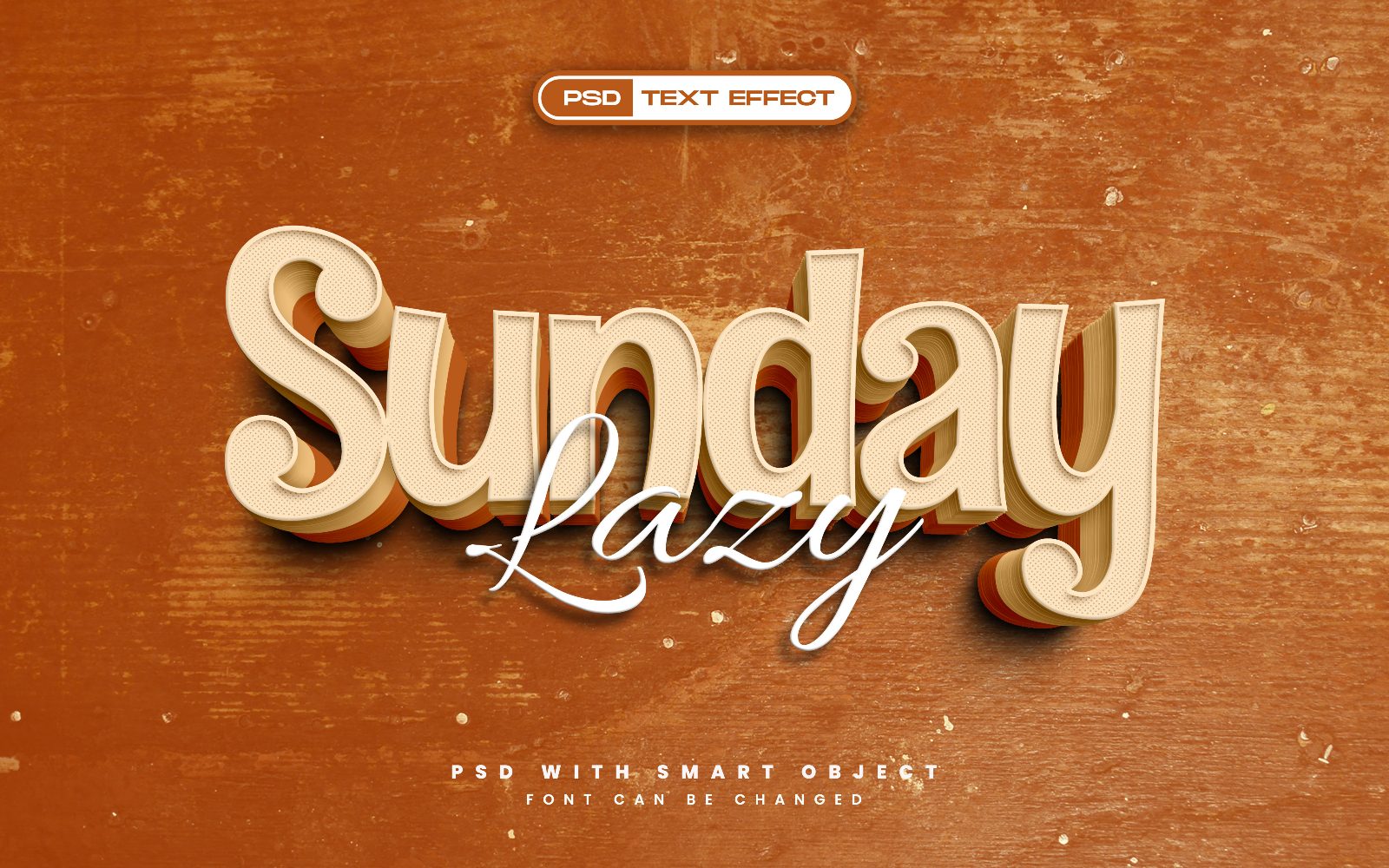 sunday-lazy-3d-retro-style-text-effect preview