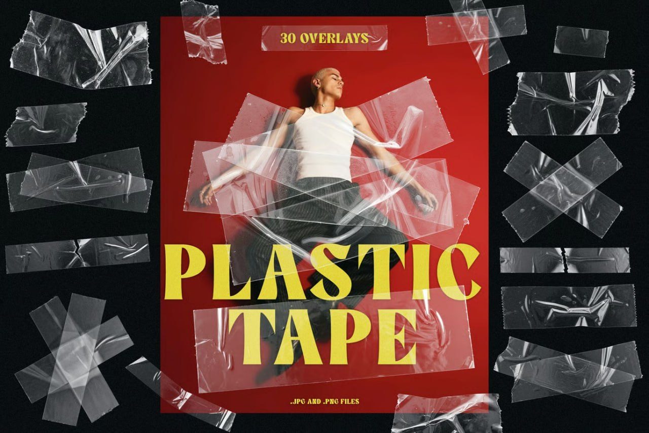 30 Transparent Clear Plastic Tape Pieces Overlays preview