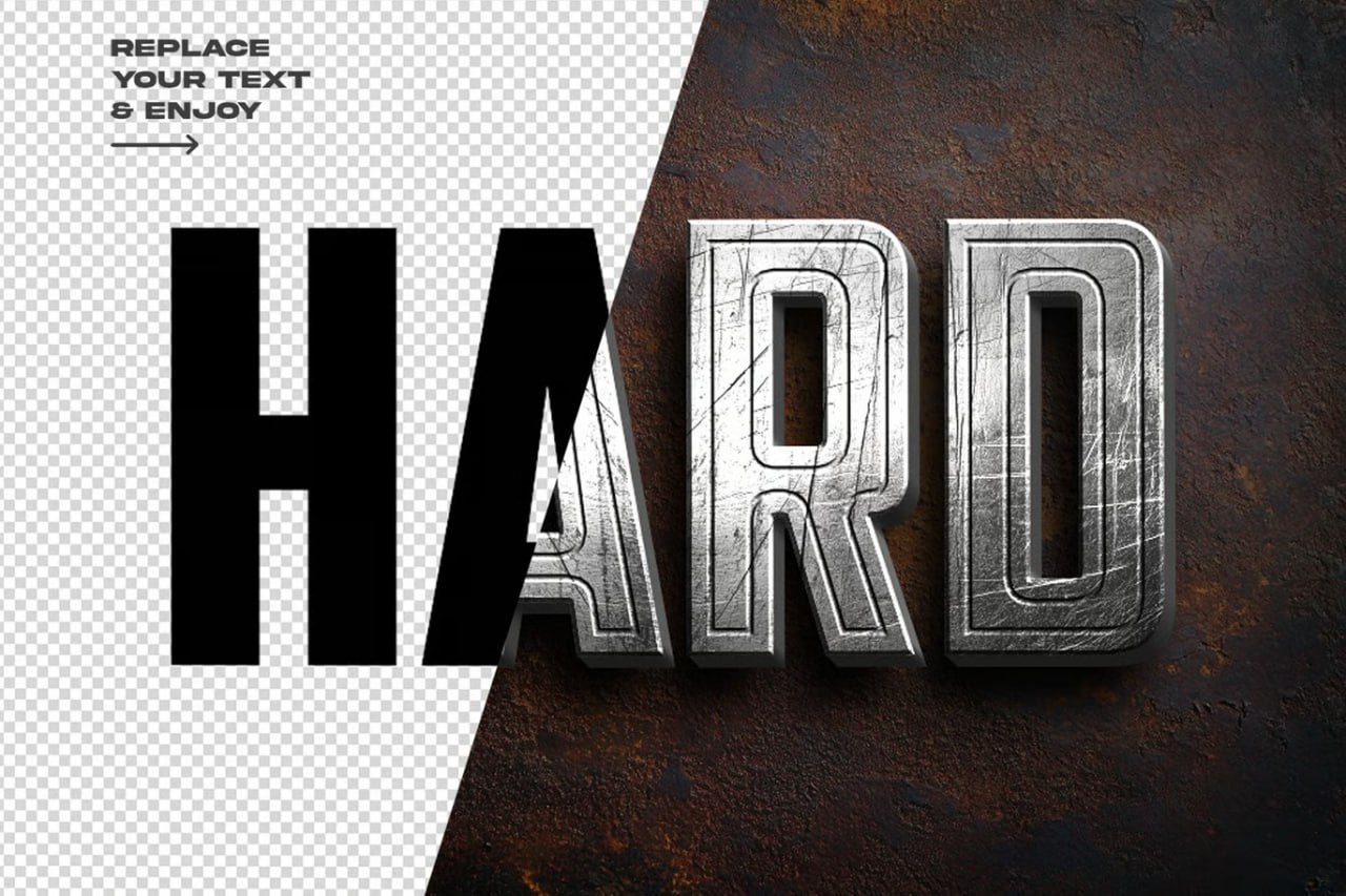 Hard Rusted Editable Text Effect preview
