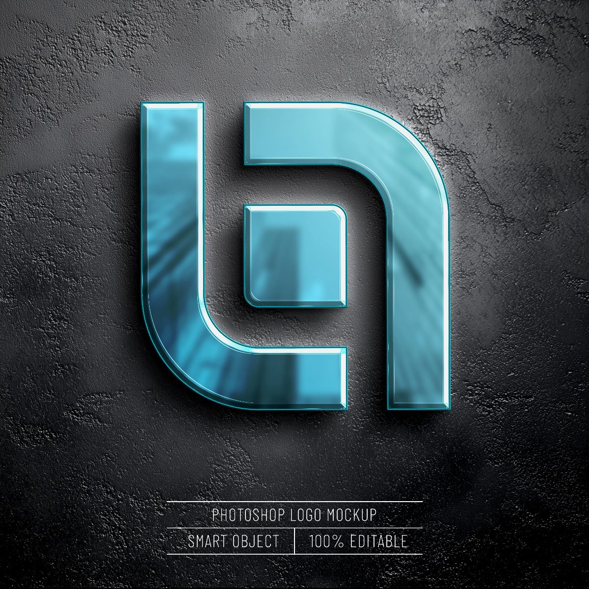 3d-glossy-blue-logo-mockup-dark-concrete preview