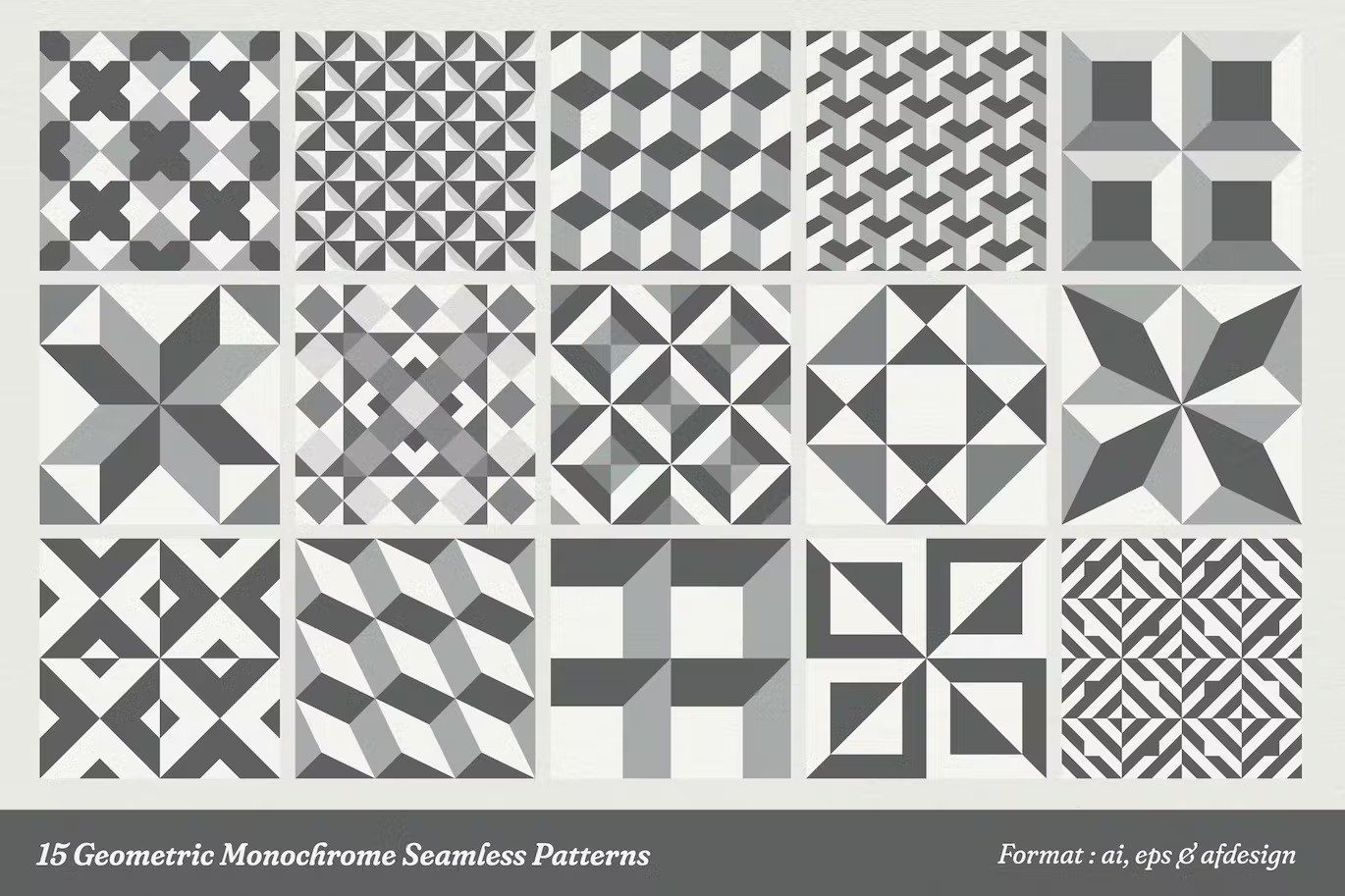 Geometric Monochrome Seamless Patterns preview