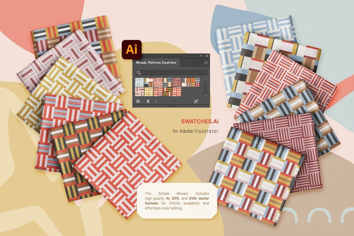 12 Geometric Block Seamless Patterns preview