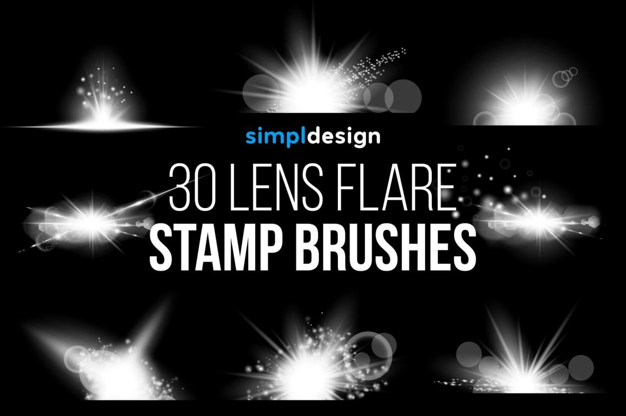 30 Stamp Lens Flare Photoshop Brushes