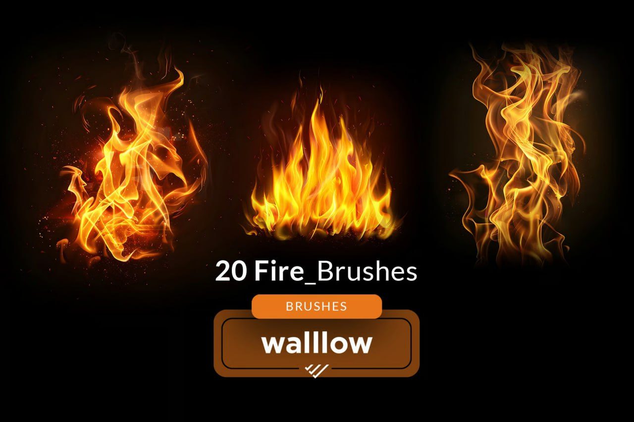 Realistic fire and flames - 20 photoshop brushes