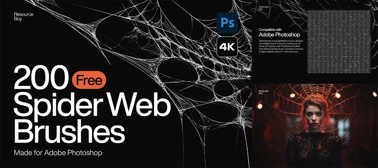 200 Spider Web Photoshop Brushes by Resoyrceboy