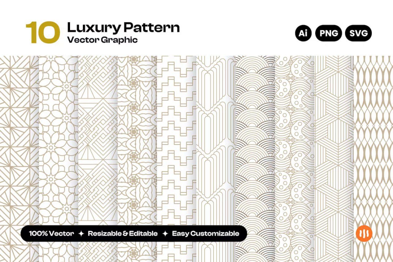 Vector geometric abstract luxury pattern set