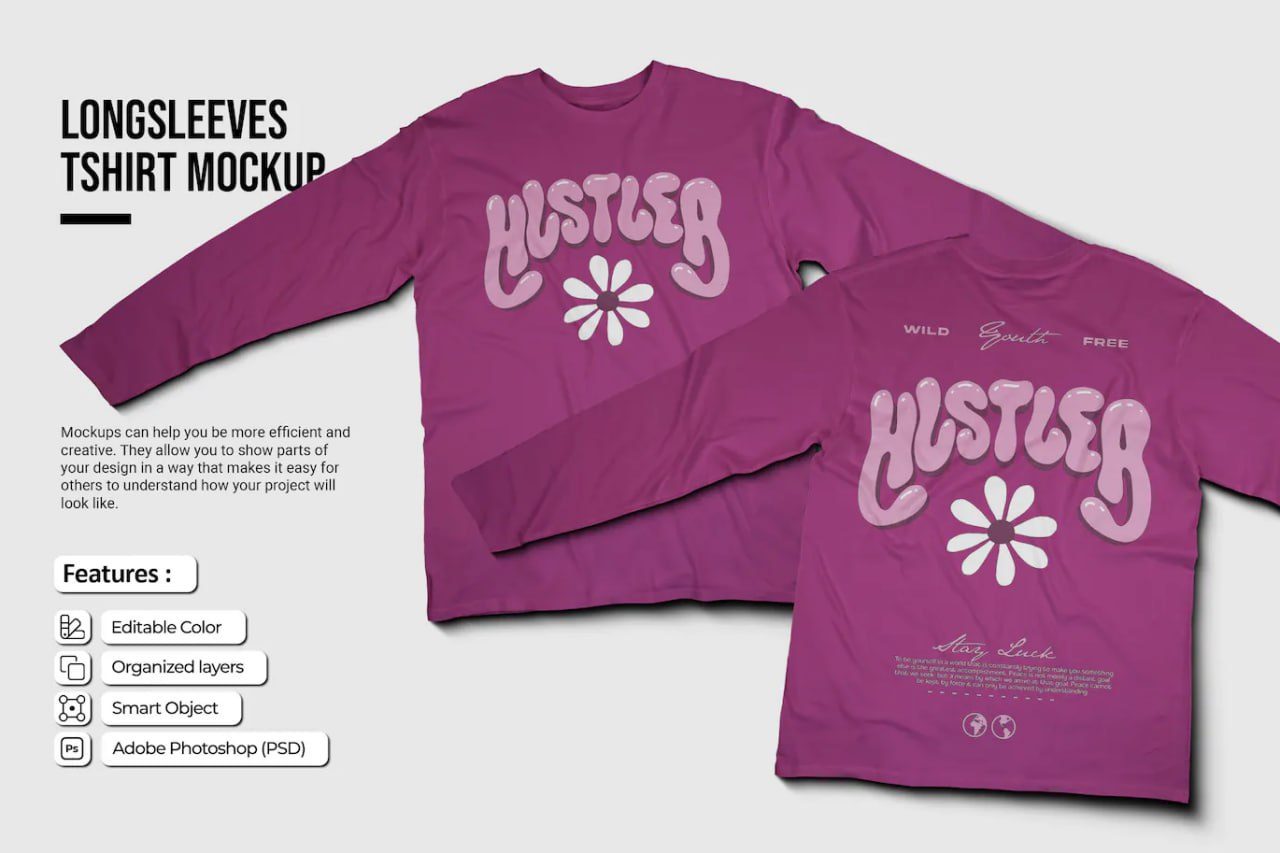 Pink longsleeves-tshirt-mockup