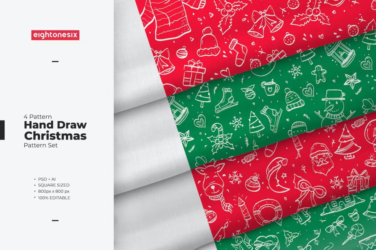 Hand Drawn Christmas pattern collection